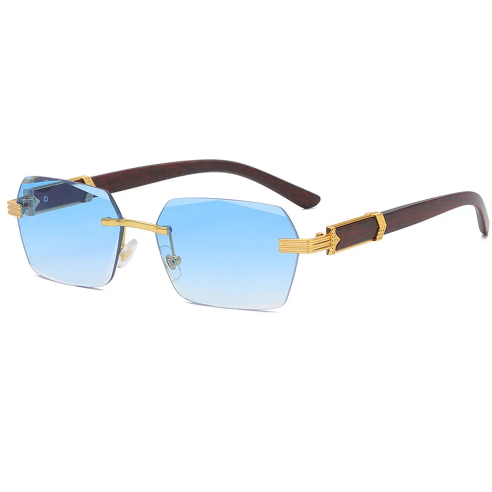Lunettes de soleil monture en bois Verre Bleu