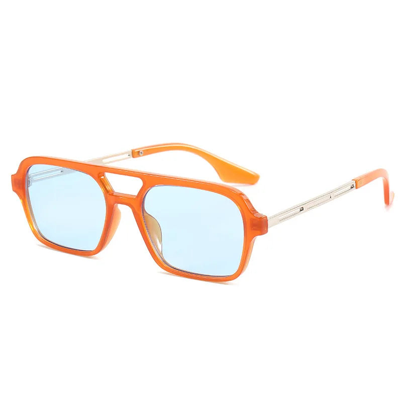 Lunettes de soleil rectangulaire luxe orange Verre Bleu