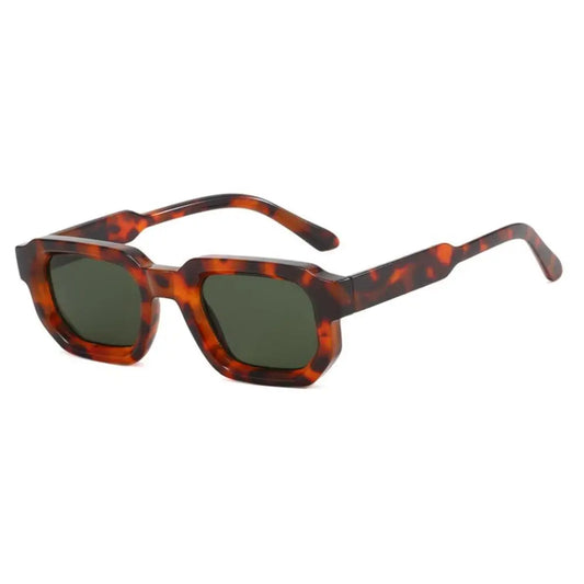 Grosse lunette de soleil carré Léopard Verre Vert