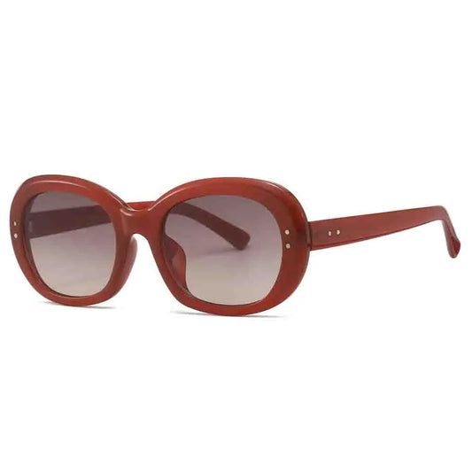 Grosse lunette de soleil ronde femme Marron