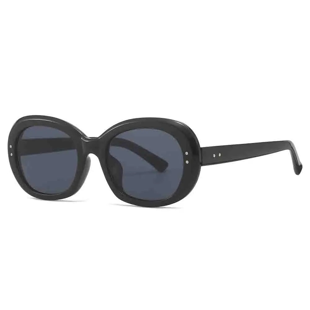 Grosse lunette de soleil ronde femme Noire