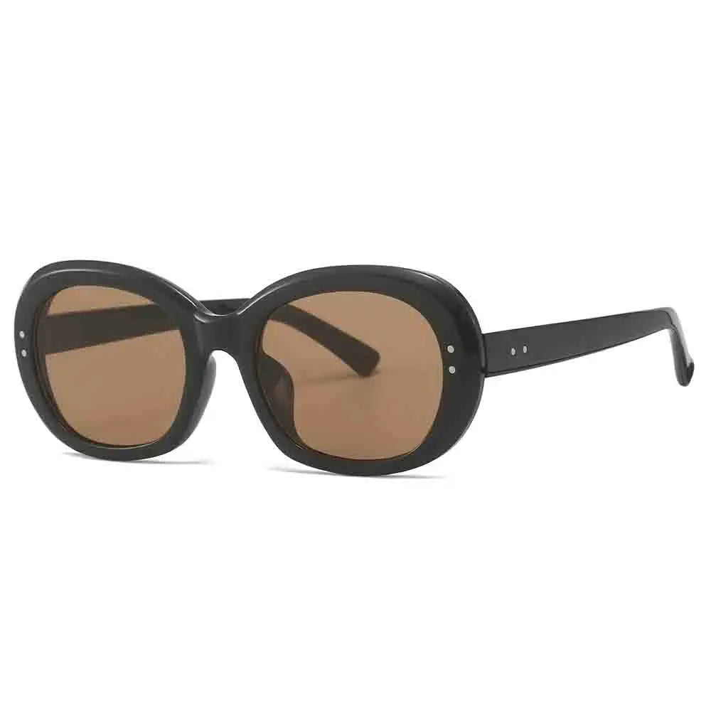 Grosse lunette de soleil ronde femme Verre Marron
