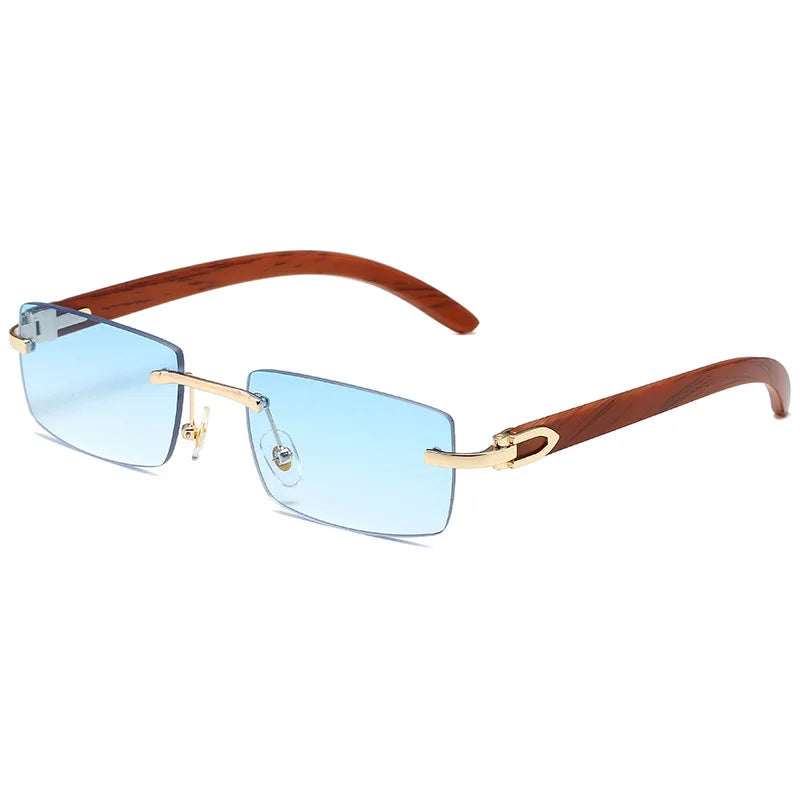Lunette de soleil homme branche bois Verre Bleu