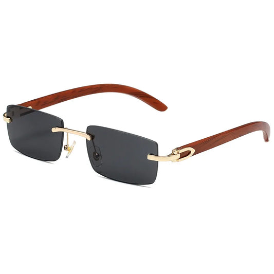 Lunette de soleil homme branche bois Verre Noir