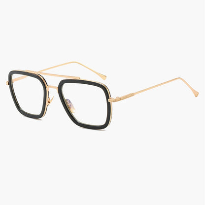 Lunette de soleil rectangulaire fine Or Verre Transparent