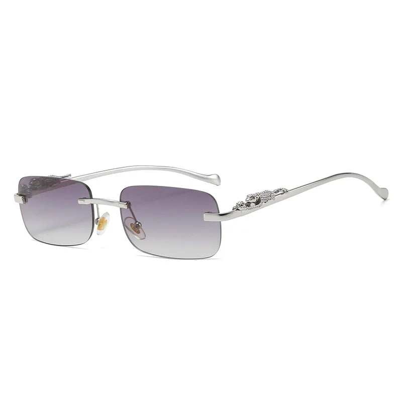 Lunette de soleil rectangulaire luxe Argenté Verre Gradient