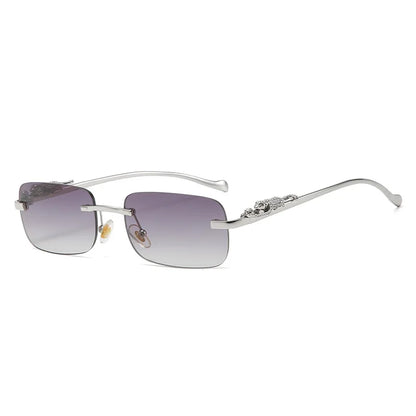 Lunette de soleil rectangulaire luxe Argenté Verre Gradient