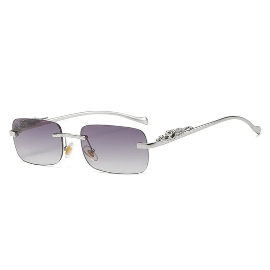 Lunette de soleil rectangulaire luxe Argenté Verre Gradient