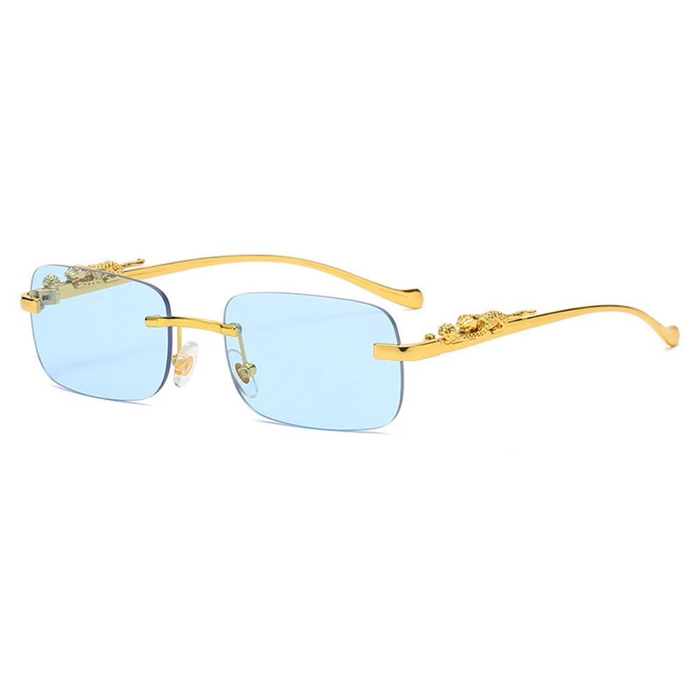 Lunette de soleil rectangulaire luxe Verre Bleu