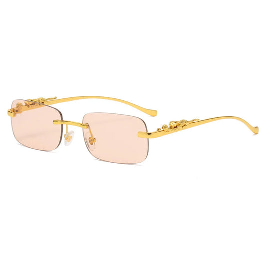 Lunette de soleil rectangulaire luxe Verre Champagne