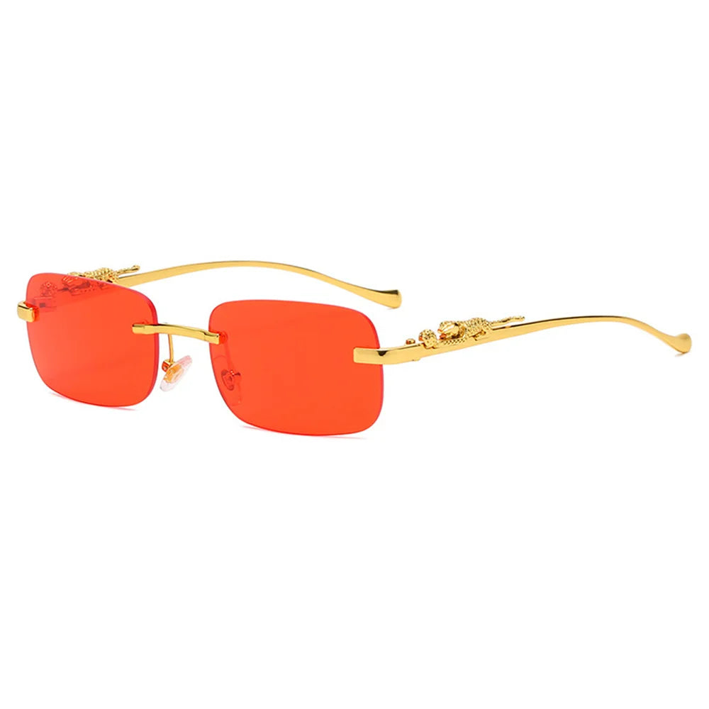 Lunette de soleil rectangulaire luxe Verre Rouge