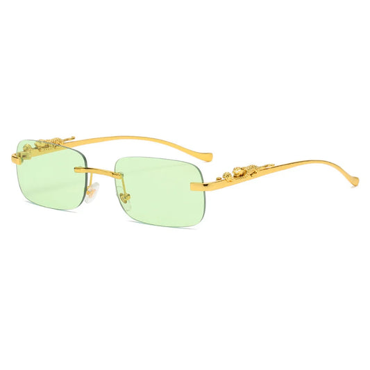 Lunette de soleil rectangulaire luxe Verre Vert