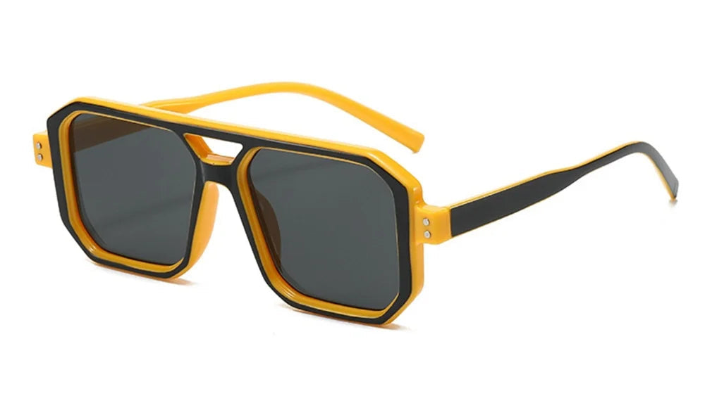 Lunette de soleil rectangulaire vintage Jaune et Noir