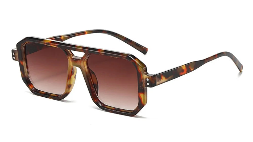 Lunette de soleil rectangulaire vintage Leopard