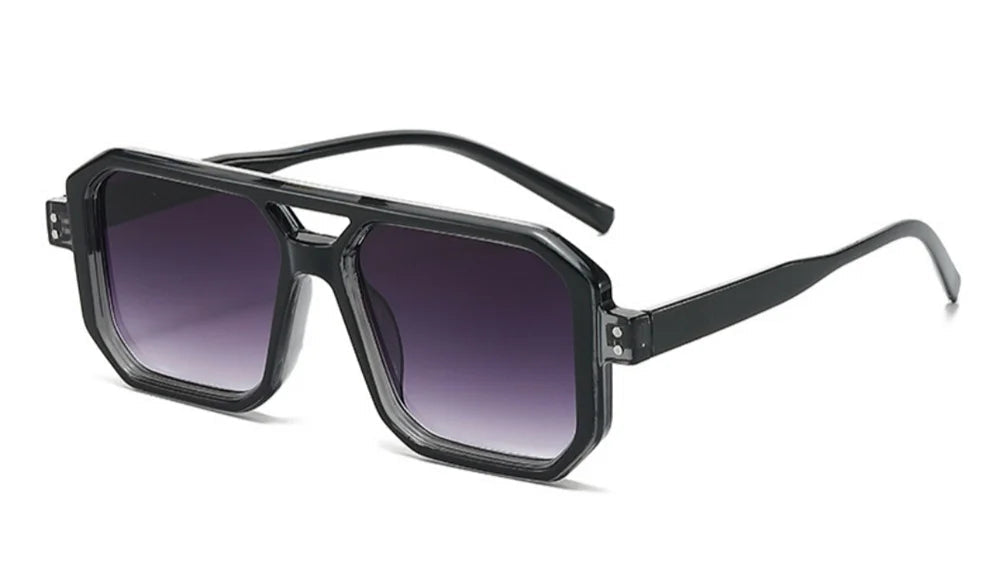 Lunette de soleil rectangulaire vintage Noir