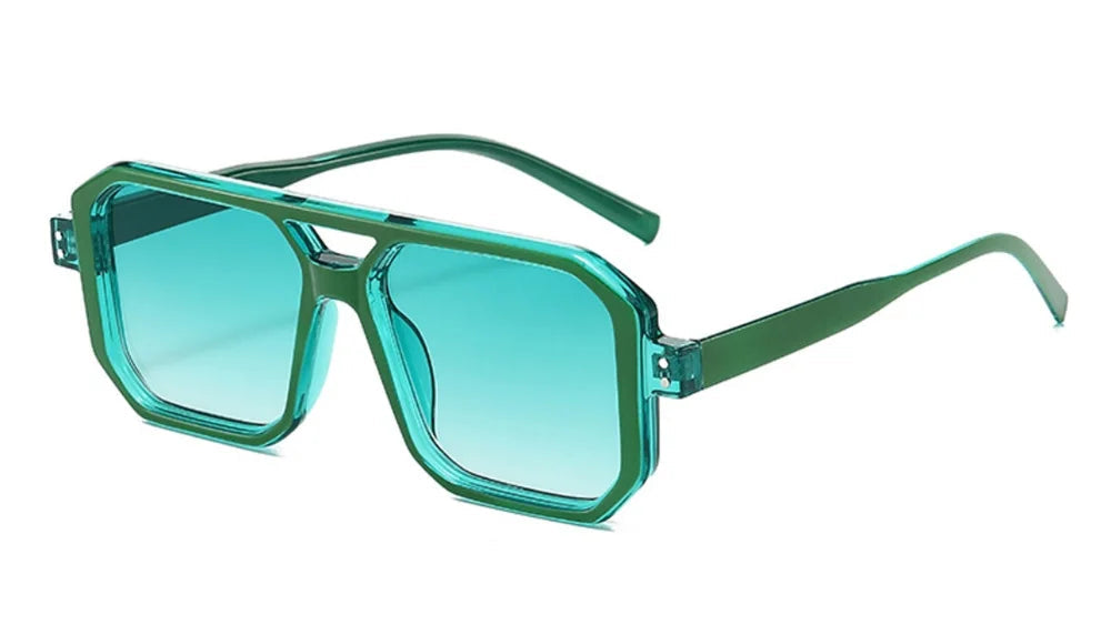 Lunette de soleil rectangulaire vintage Vert
