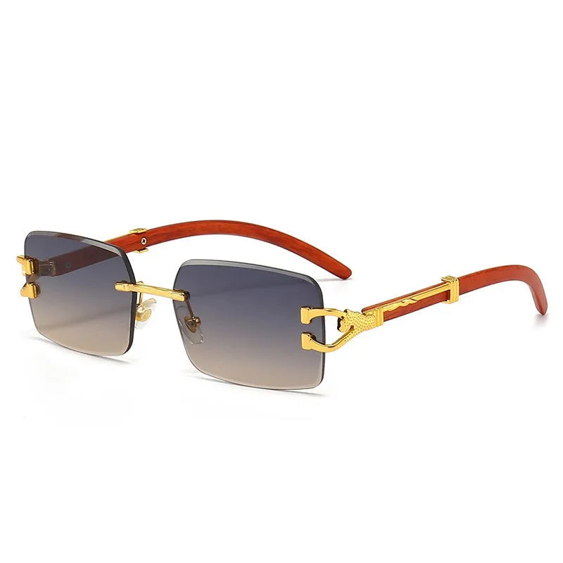 Lunette de soleil sans monture branche en bois Verre Gradient