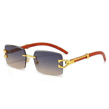 Lunette de soleil sans monture branche en bois Verre Gradient