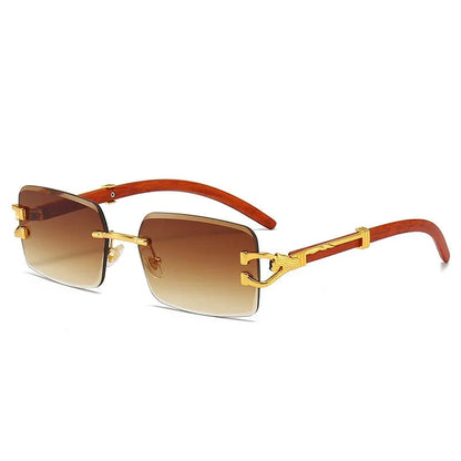 Lunette de soleil sans monture branche en bois Verre Marron