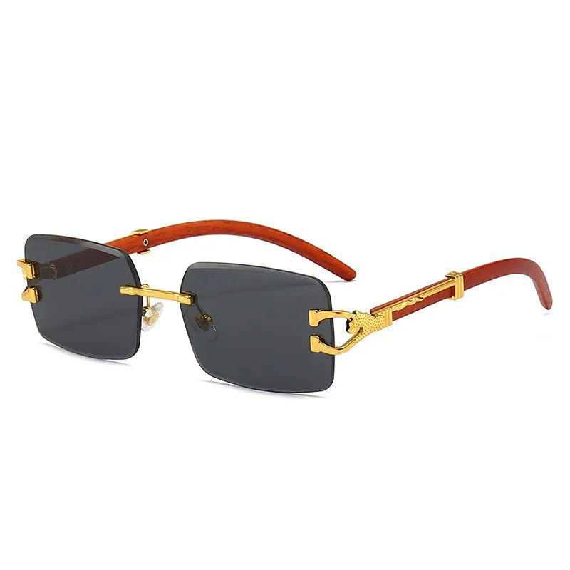Lunette de soleil sans monture branche en bois