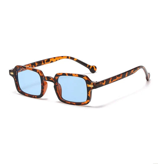 Lunettes de soleil rectangulaire Léopard Verre Bleu