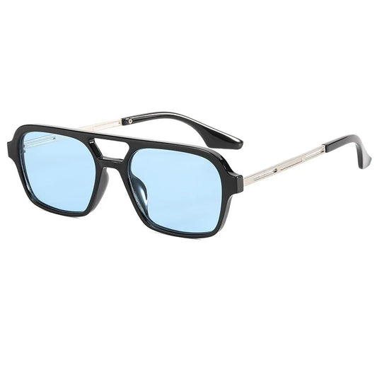 Lunettes de soleil rectangulaire luxe Gradient Bleu