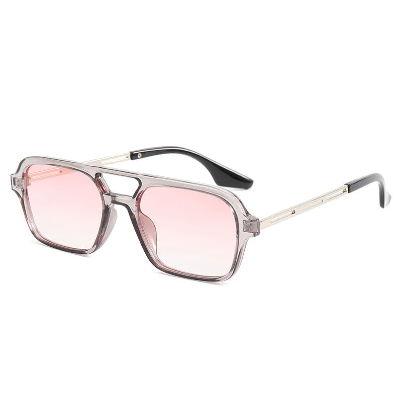 Lunettes de soleil rectangulaire luxe Gradient Rose