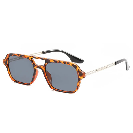 Lunettes de soleil rectangulaire luxe Léopard Verre Foncé