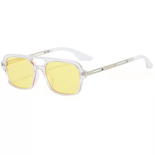 Lunettes de soleil rectangulaire luxe Verre Jaune