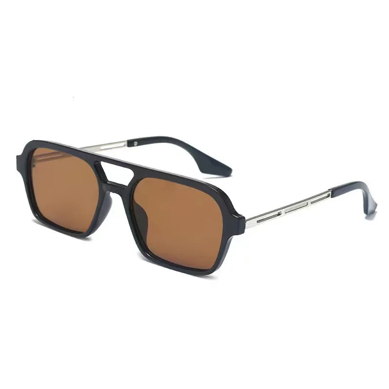 Lunettes de soleil rectangulaire luxe Verre Marron