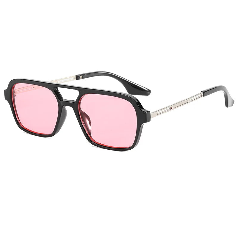 Lunettes de soleil rectangulaire luxe Verre Rose