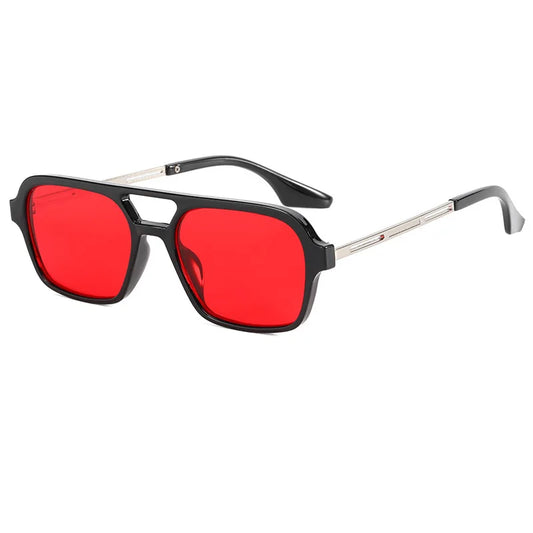 Lunettes de soleil rectangulaire luxe Verre Rouge